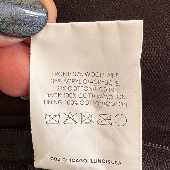 CB2 by Crate & Barrel Keelie Ivory & Black Grid Boho Throw Pillow Cover 23"x23” - Picture 9 of 9